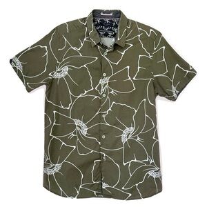 Ted Baker London / Hawaiian Floral Button Up Top Shirt / Sz 10 / Tropical Cotton